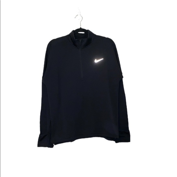 Nike Tops - New Nike: Large Black Dri Fir Half Zip Reflective Running Shirt